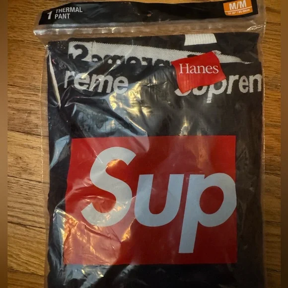 Supreme x Hanes Thermal Long Johns Black and White Skeleton Pants - Picture 2 of 3